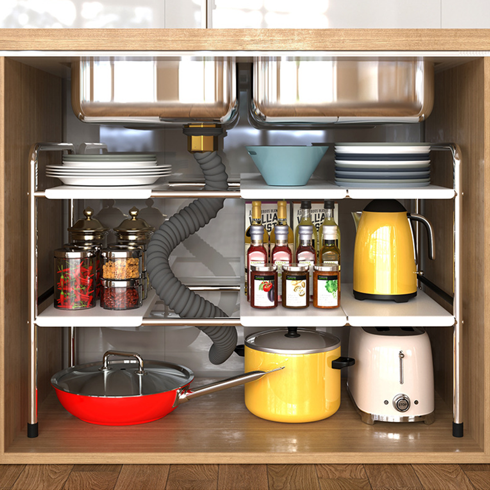시크벤 2세대 높이 길이조절 싱크대 하부장 선반 주방 싱크인 그릇 양념통 정리 수납 정리대 JB01 29,400원