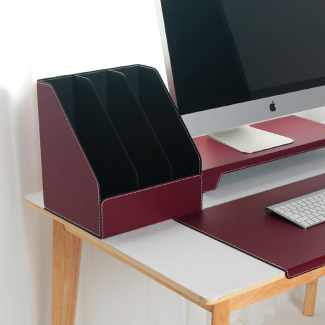 아리아라 가죽 VIP 고급 서류 책 수납 책꽂이 대형, 아이보리 99,000원