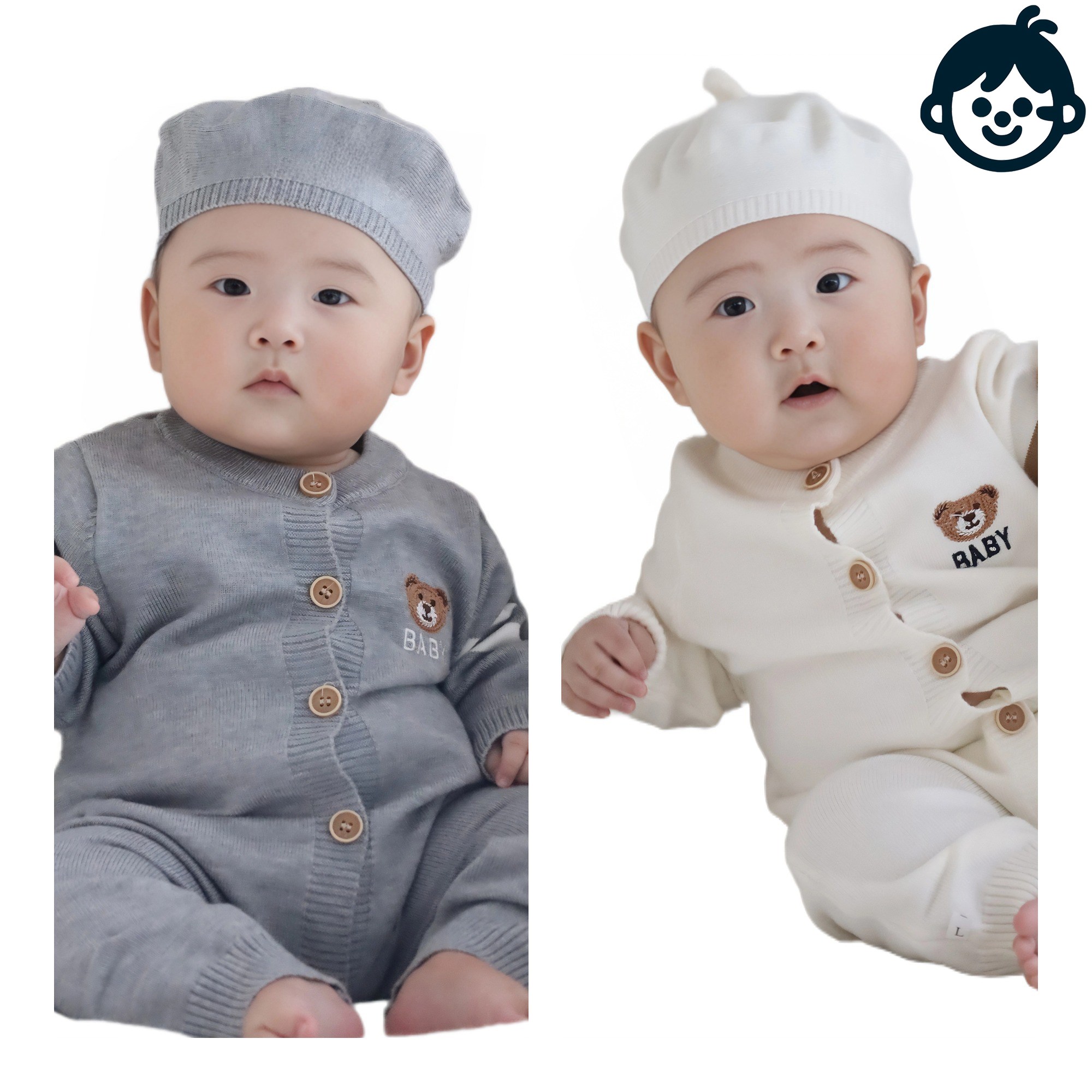 로을 아기 곰돌이 베이비니트 외출 가디건 우주복 34,200원