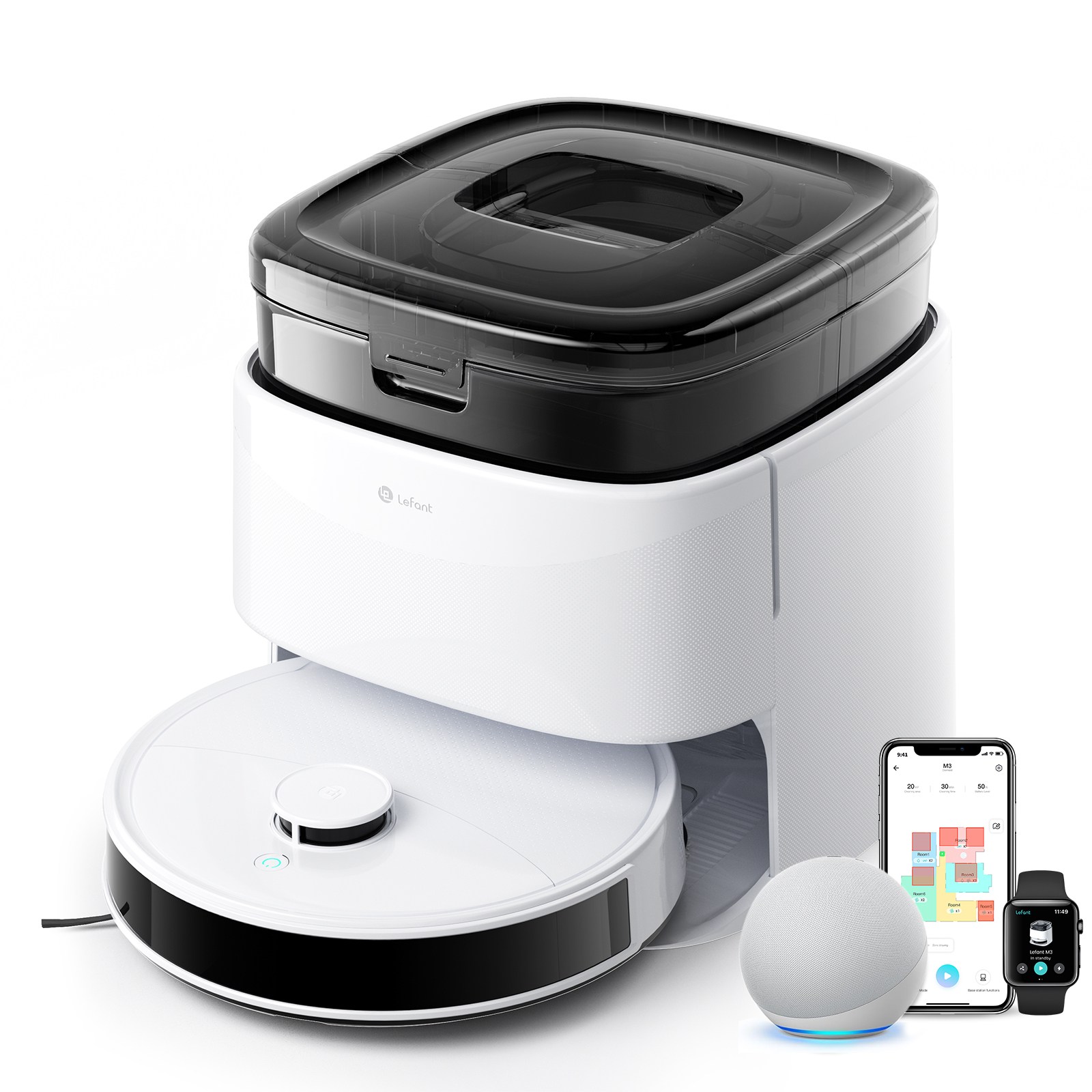 Lefant (르팡) M3 올인원로봇청소기 12000pa 경이로운 흡입력 자동 먼지비움 자동 온수세척 다기능앱제어 324,120원