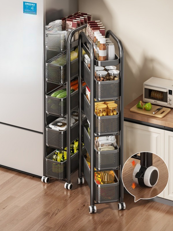 틈새 수납장 이동식 바퀴 측면 슬라이딩 주방 서랍 탄소강 카트 웨건 76,100원