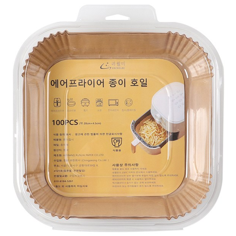 에어프라이어 종이호일 일회용 기름흡수 종이주방용기름종이 튀김방지 시트, 100개, 1개, 20cm 10,500원