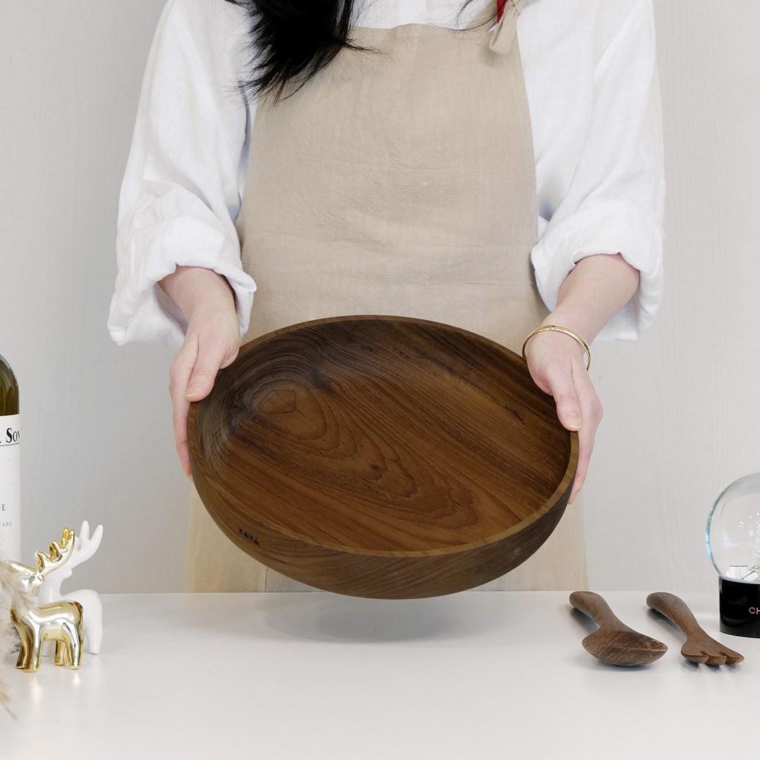 자야키친 국내유일 산림청인증 티크우드 친환경 원목 샐러드볼, Wood, 1개 50,000원