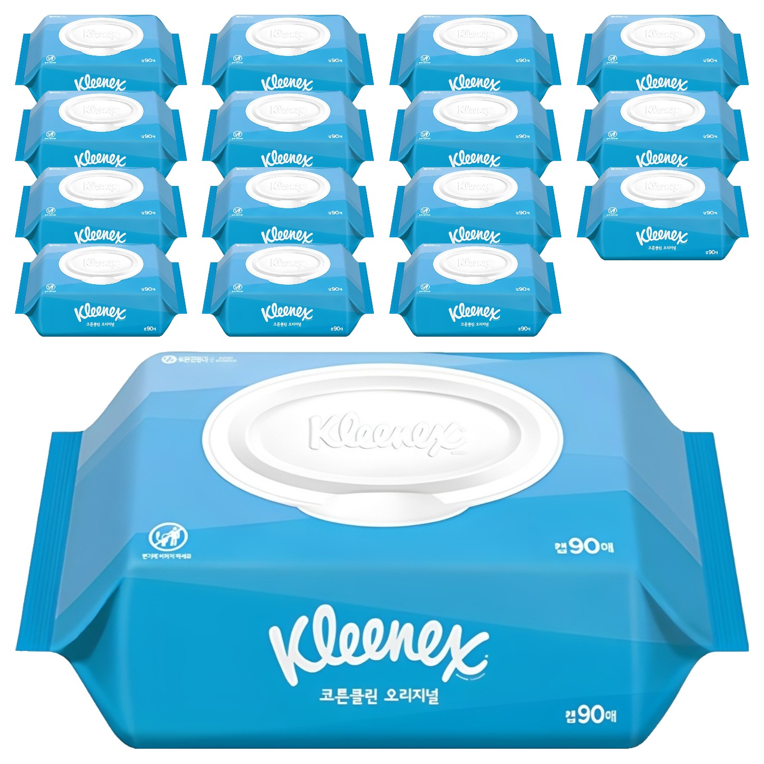 크리넥스 코튼클린 오리지널 물티슈, 47g, 90매, 16개 29,900원