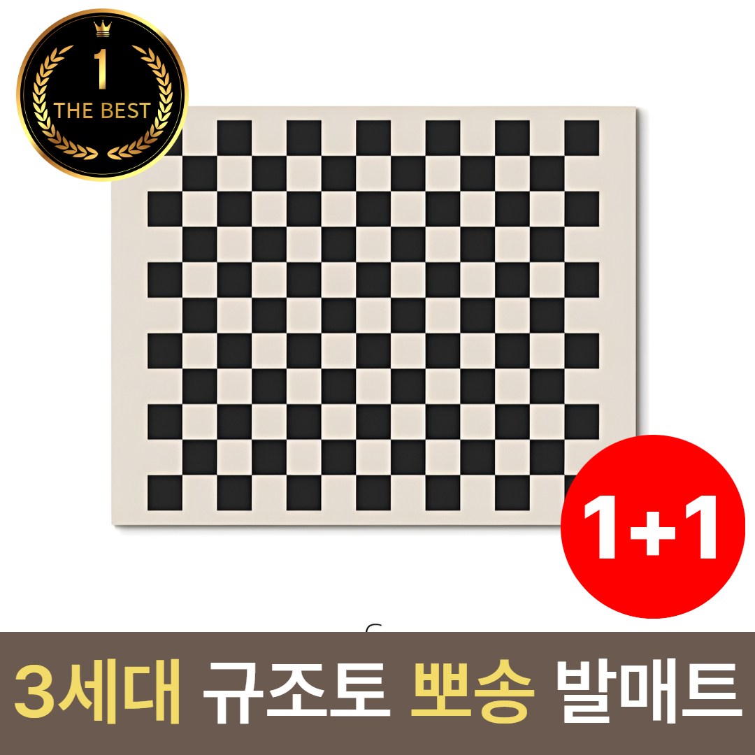 라온리코 모던 3세대 빨아쓰는 뽀송 규조토 발매트 미끄럼방지, 모던 체크 블랙, [1+1 이벤트] 24,700원