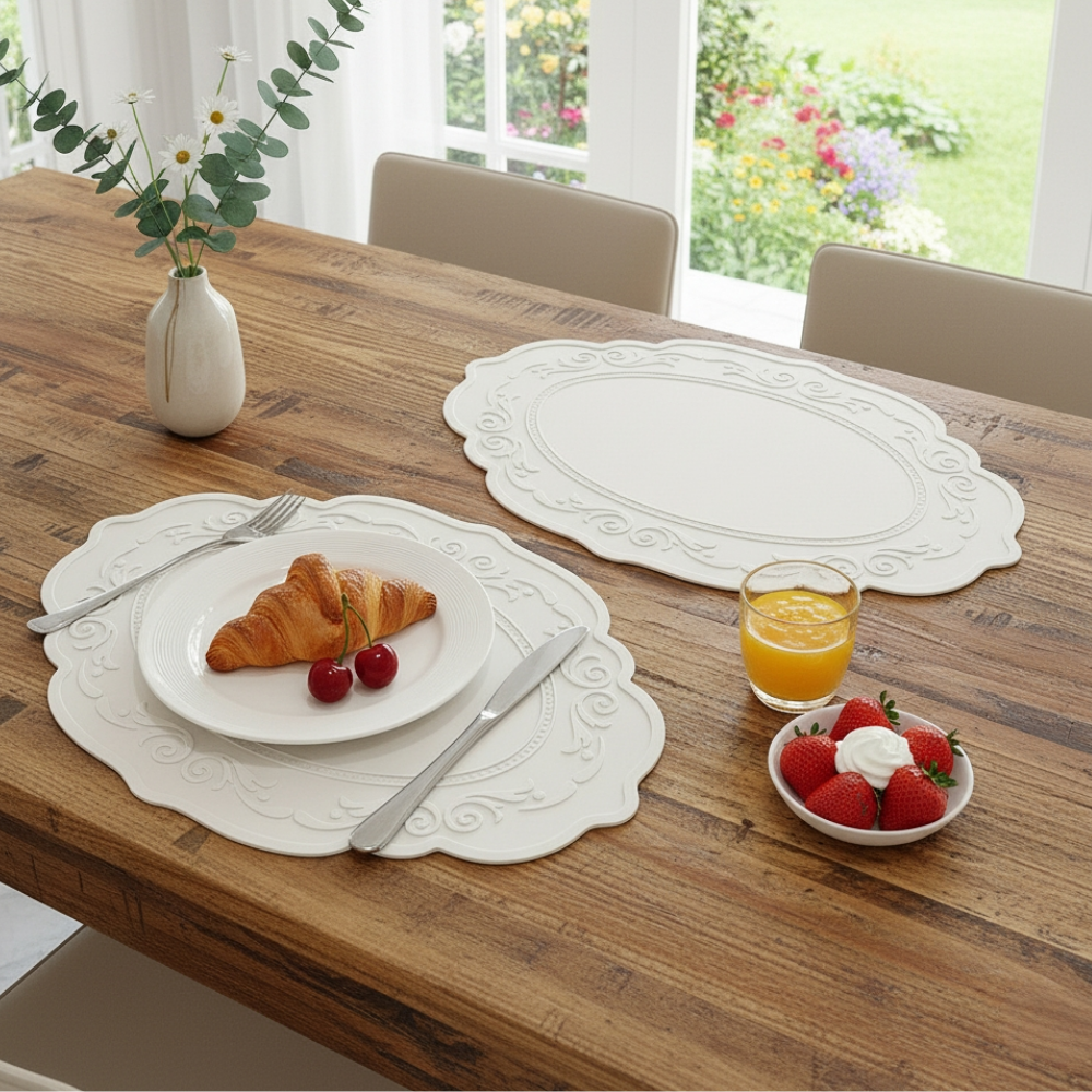 프라니 실리콘 북유럽 예쁜 식탁매트, 2개, 대(45 x 30 cm), 퓨어 아이보리 13,800원