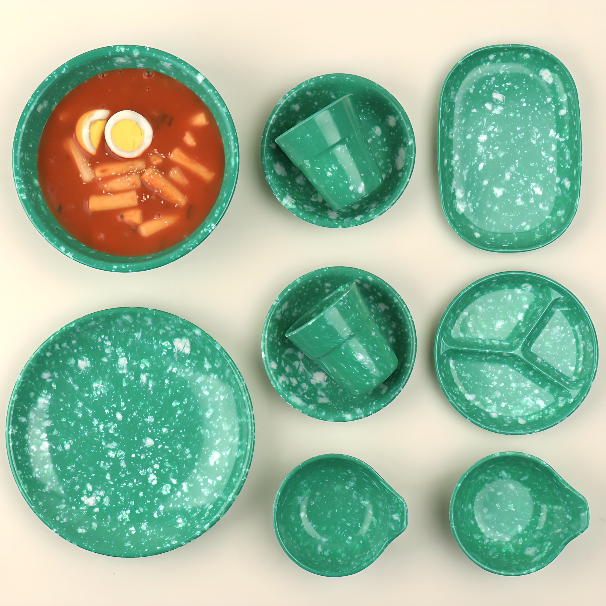 레트로 떡볶이 분식 그릇, 포장마차 캠핑 접시 10종세트 16,200원