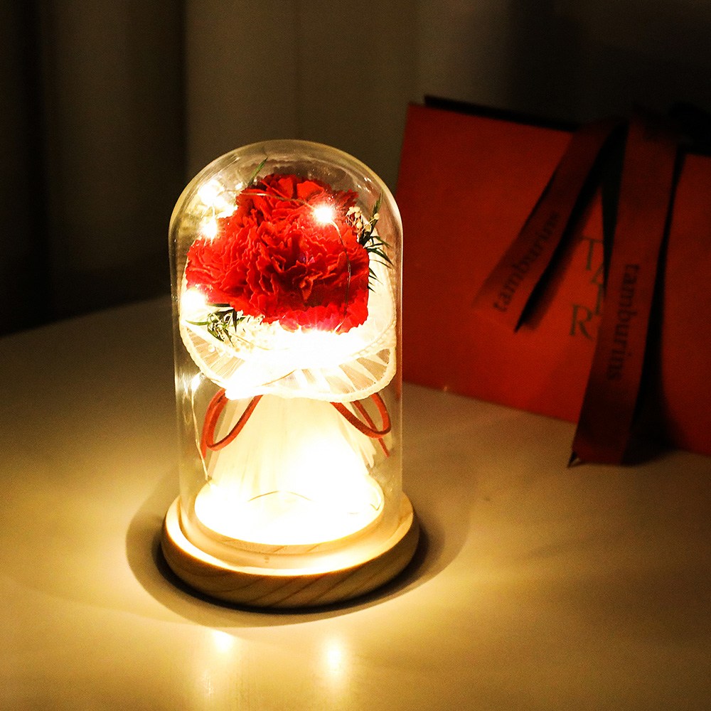부모님 어버이날 비누 꽃 한송이 카네이션 유리돔 선물 부케 글라스, 유리돔 부케글라스 레드 18,900원