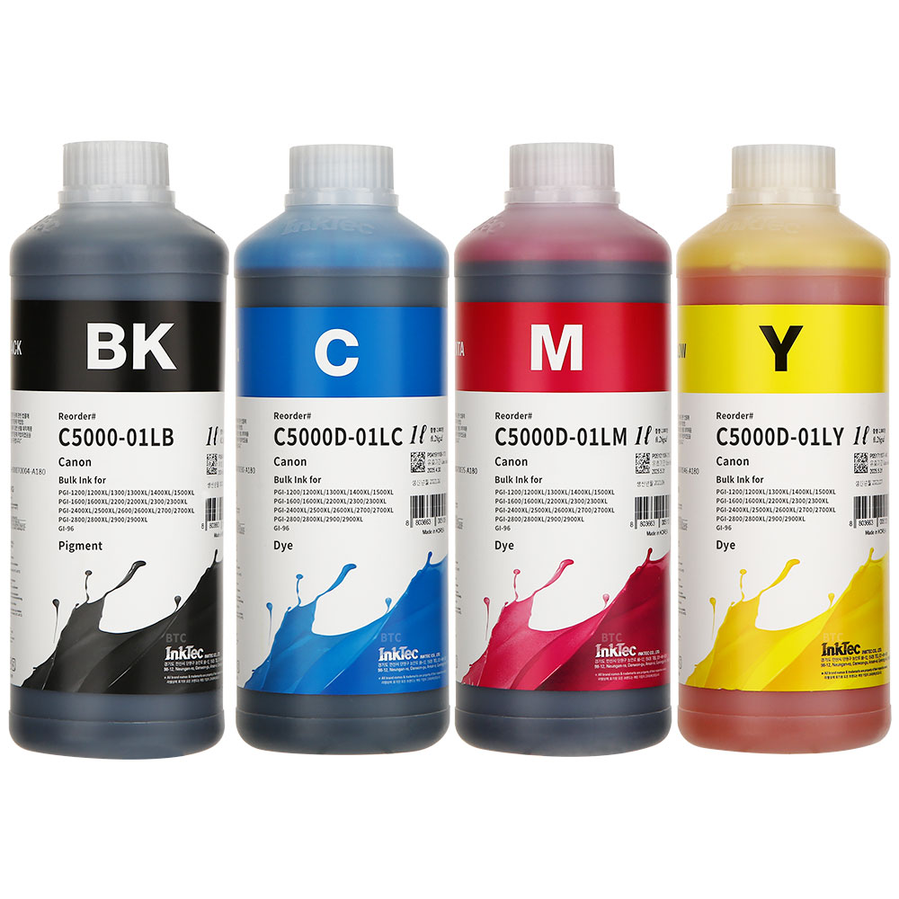 잉크테크 캐논 MB2720 MB5090 MB5120 MB5160 MB5190 MB5390 MB5490 호환 무한 리필 잉크, 1세트, 4색(검정 안료 + 컬러 염료) 1L 53,000원