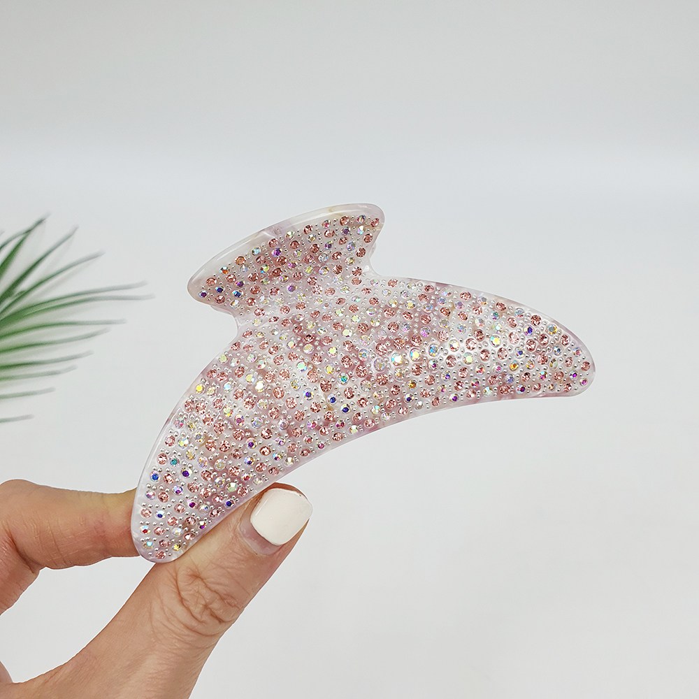 시크몽 프랑스핀 블랙 반달 큐빅 스톤 10 cm 이중 집게 빅사이즈 올림머리 헤어 집게핀 39,500원