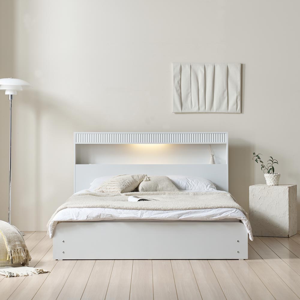 슬립스토아 호텔 하모니 LED 수납 침대 프레임 SSQK, 화이트 229,000원