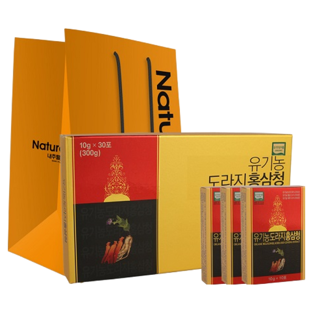 유기농 도라지 홍삼청 10g x 30포 스틱형 선물용 쇼핑백 증정 195,000원
