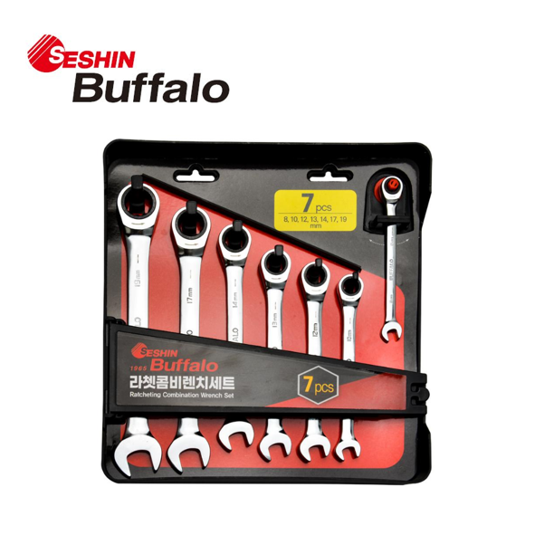 [세신] 라쳇 콤비렌치세트 7pcs (8,10,12,13,14,17,19mm) 기어렌치 SESHIN BUFFALO 39,000원