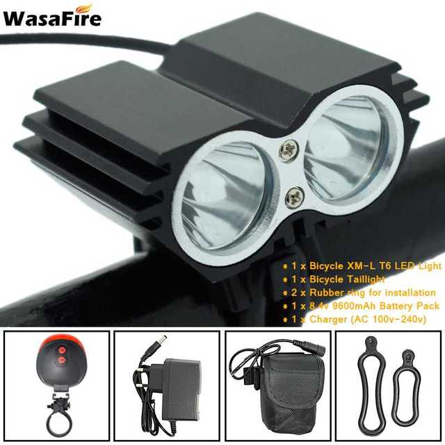 5000 루멘 X2 자전거 라이트 T6 LED 산악 프론트 사이클링 헤드 램프, 18650 배터리 팩, 충전기 38,500원