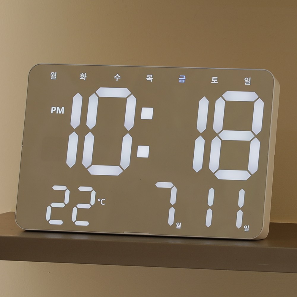 8무드 와이드 스크린 멀티뷰 미러 led 벽시계 겸용 탁상시계 39,900원