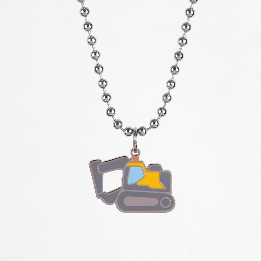 MX KIDS 써지컬스틸 미아방지 목걸이 224K 포크레인 레미콘차 키즈 어린이 이름 깊은 각인, 1개, 포크레인 19,900원