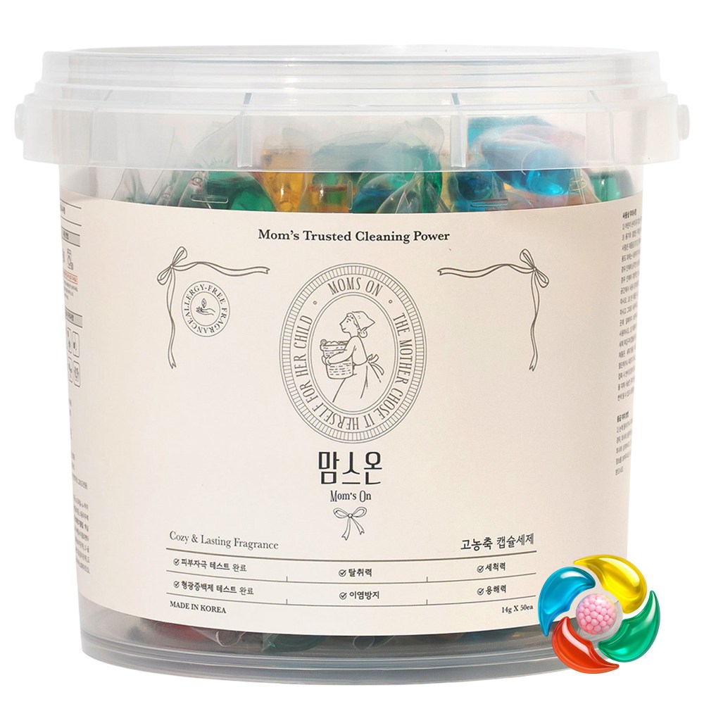 맘스온 초고농축 캡슐세제 코튼향, 1개, 50개입 17,900원