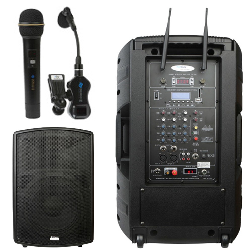 데닉스 이동식 포터블 앰프스피커 DY-305NW 12"300W 국산 버스킹 강연 색소폰 연주용 900메가 무선마이크 2개, SM 1,670,000원