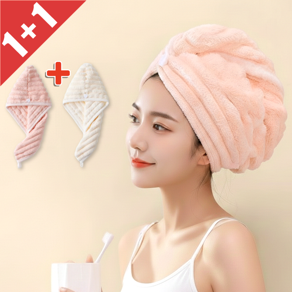 에블모어 초강력 물기흡수 드라이 헤어 타올, 1세트, 핑크+아이보리 11,400원