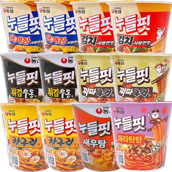 농심 누들핏 (육개장+김치사발+튀김우동+짜파구리+카구리+새우탕+마라탄탄), 1박스 19,900원