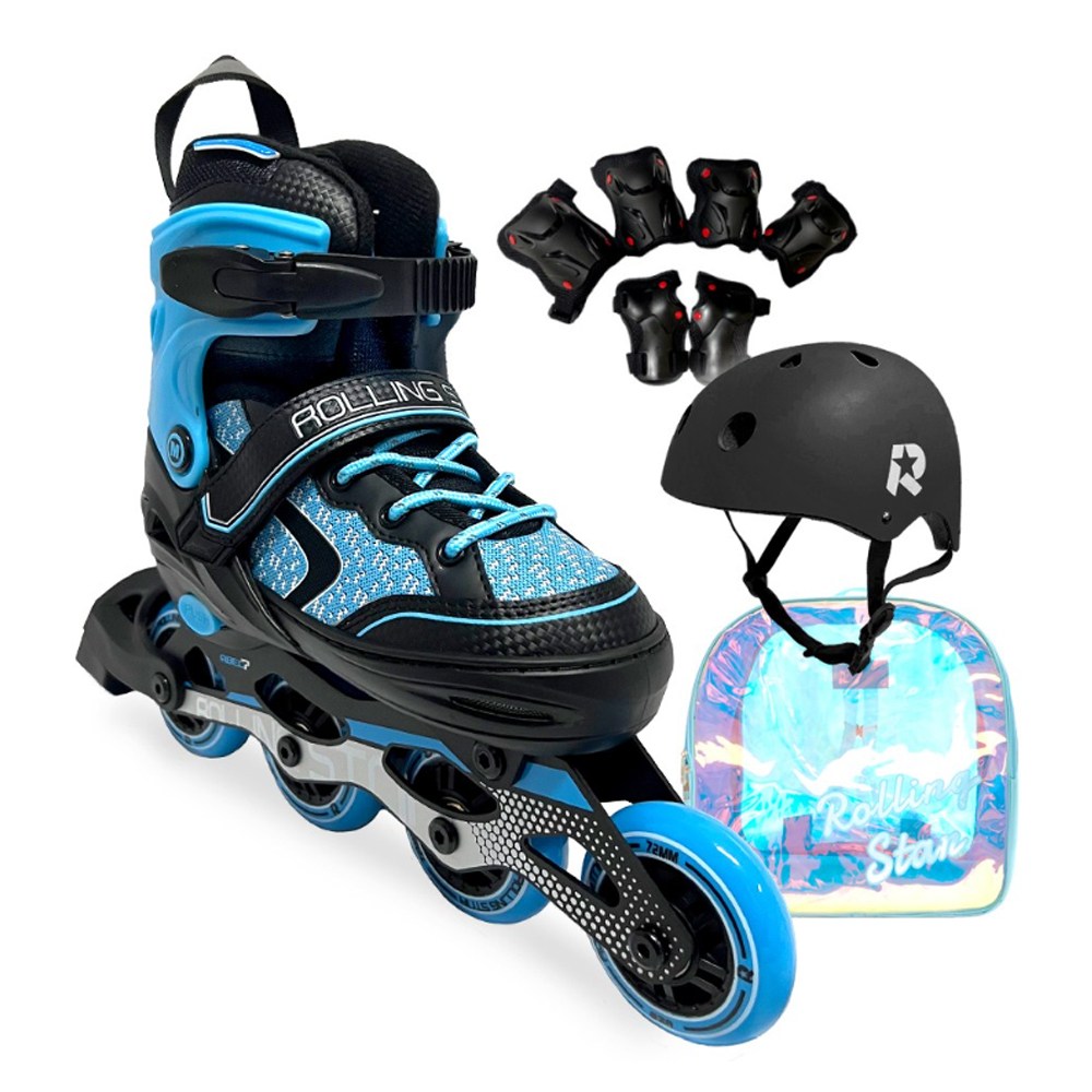롤링스타 인라인 롤러 스케이트 밀크런 블랙 세트 헬맷 보호대 가방 129,000원