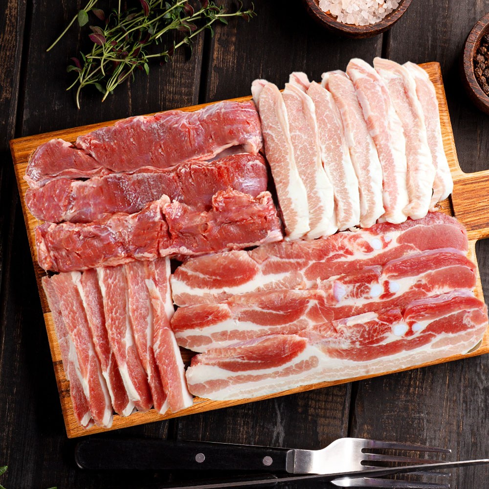 파파네정육점 배터지는 돼지고기 모듬 삼겹살 목살 가브리살 갈매기살 항정살, 1.1kg, 1개, 현재가 24,570원