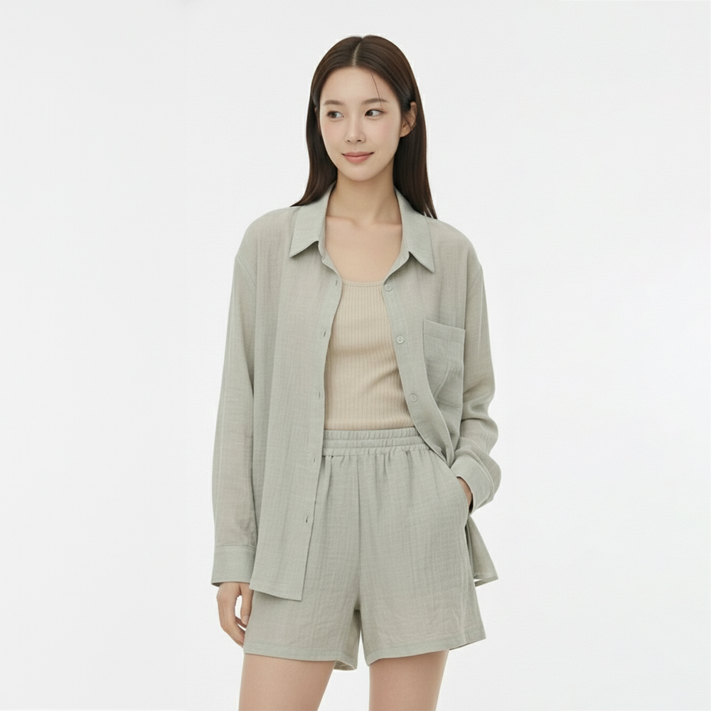 페이퍼먼츠 씨엘 블라우스 셔츠 + 반바지 세트 13831 39,980원