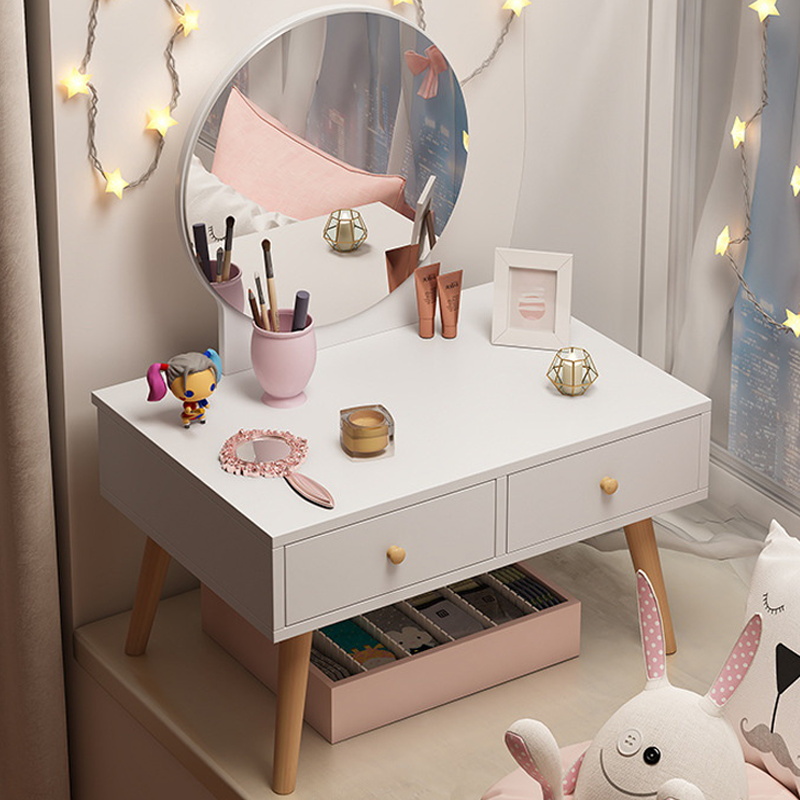 FANOBO 좌식 화장대 서랍장+원형화장 거울, 화이트 1개 39,120원