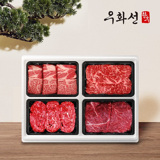 횡성한우 암소숙성 1등급 구이정육 혼합세트 1호꽃등심+채끝+불고기+국거리/팩당400g/총1.6kg냉장 139,000원