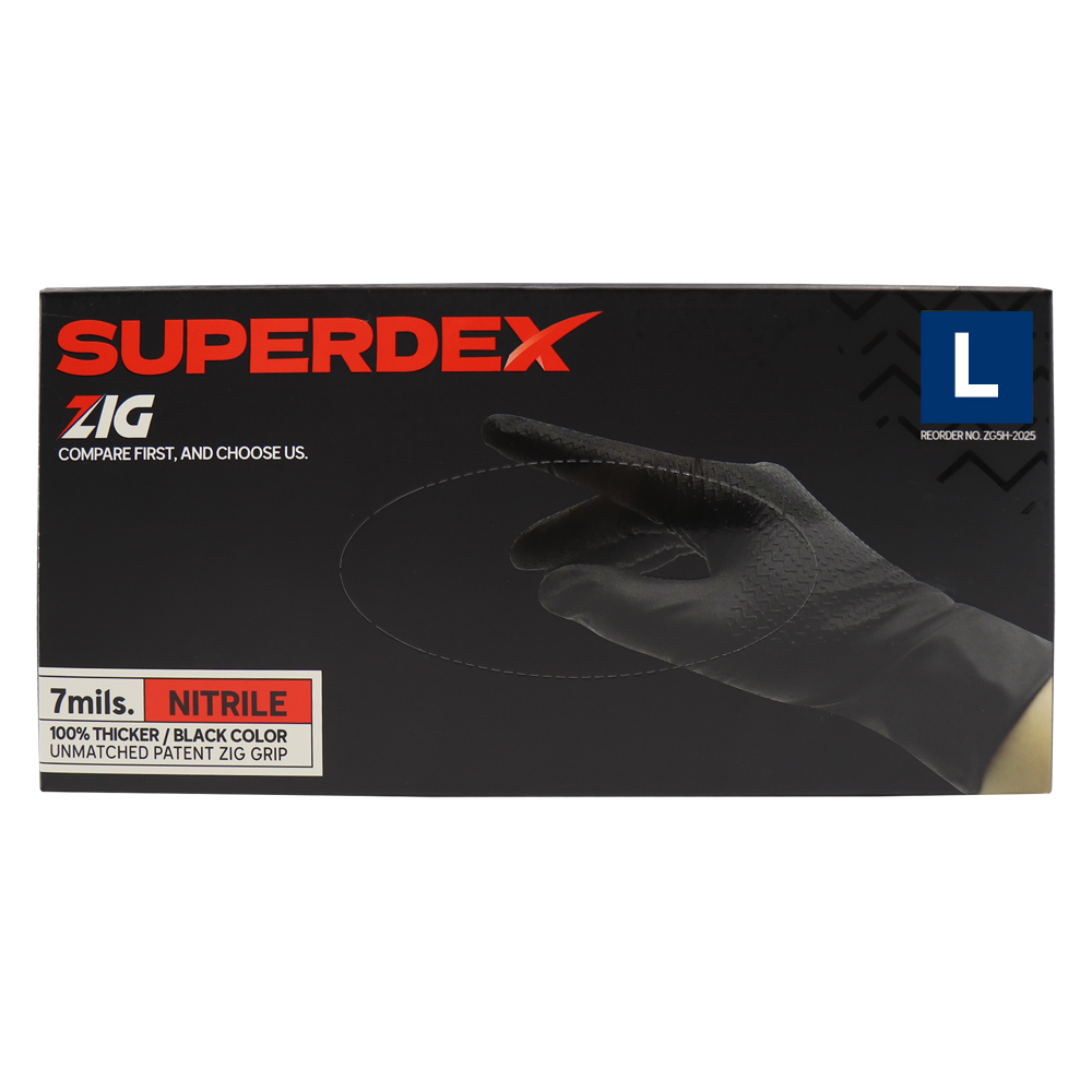 슈퍼덱스 ZIG 니트릴장갑 고무 파우더 프리 두꺼운 장갑 100매, 1개, 블랙, L 18,000원