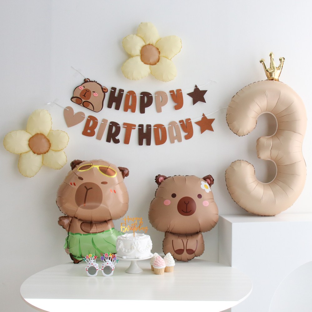 이벤트홀릭 데이지 카피바라 풍선 생일파티용품세트, 1개, 숫자풍선 13,900원