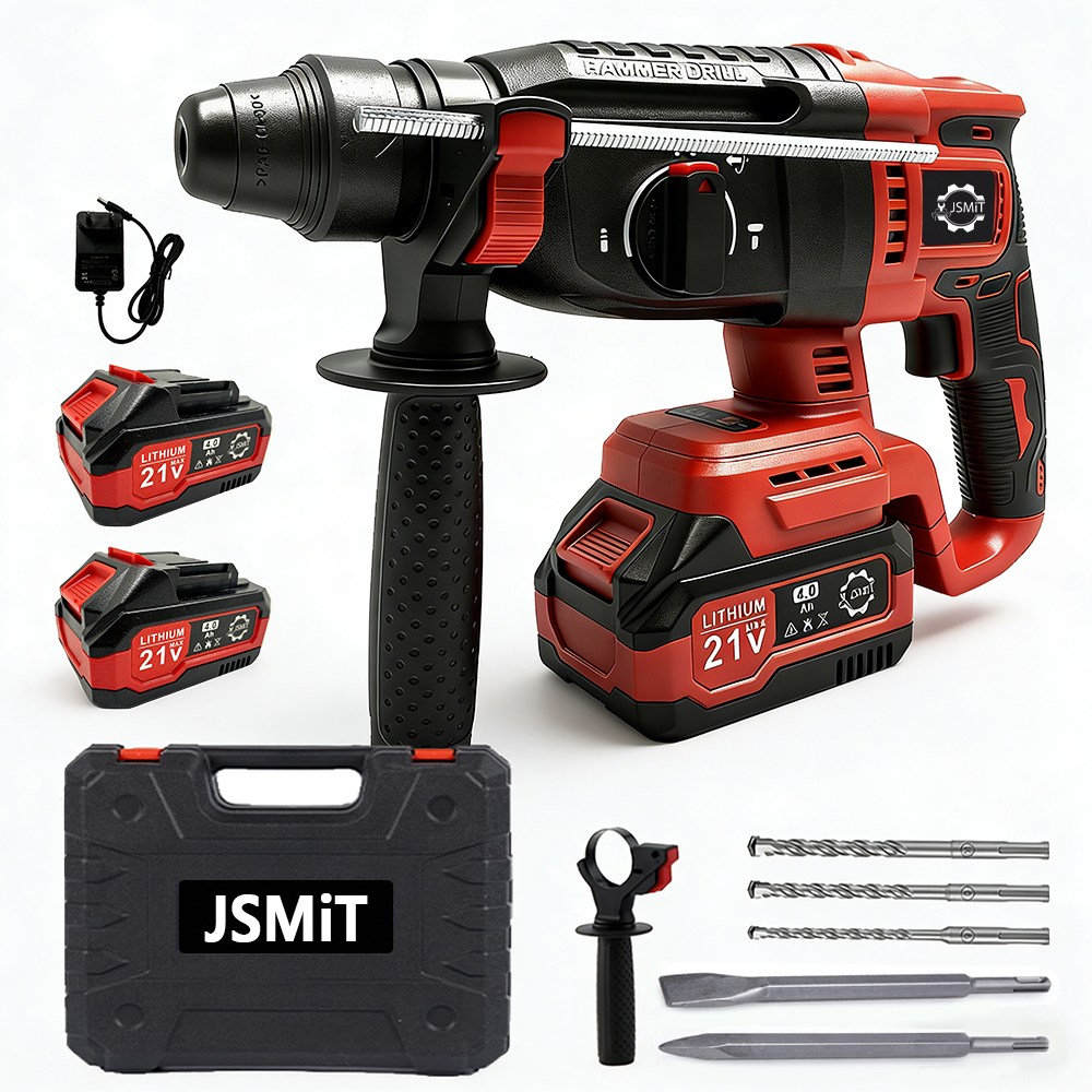 JSMiT 독일기술21V 함마드릴 초고출력 해머 콘크리트 드릴 전동 햄머 파괴함 금속 콘크리트 깨진 해머 순수 구리 브러시리스 모터 로타리 햄머 드릴 베어툴 AT-RH20, 1세트 350,000원