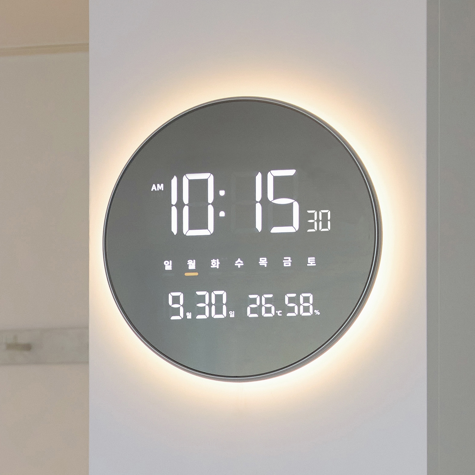 오더블유씨 이클립스 스마트 무드등 LED 벽시계 OWD-1014WIFI, 단일 색상 94,410원