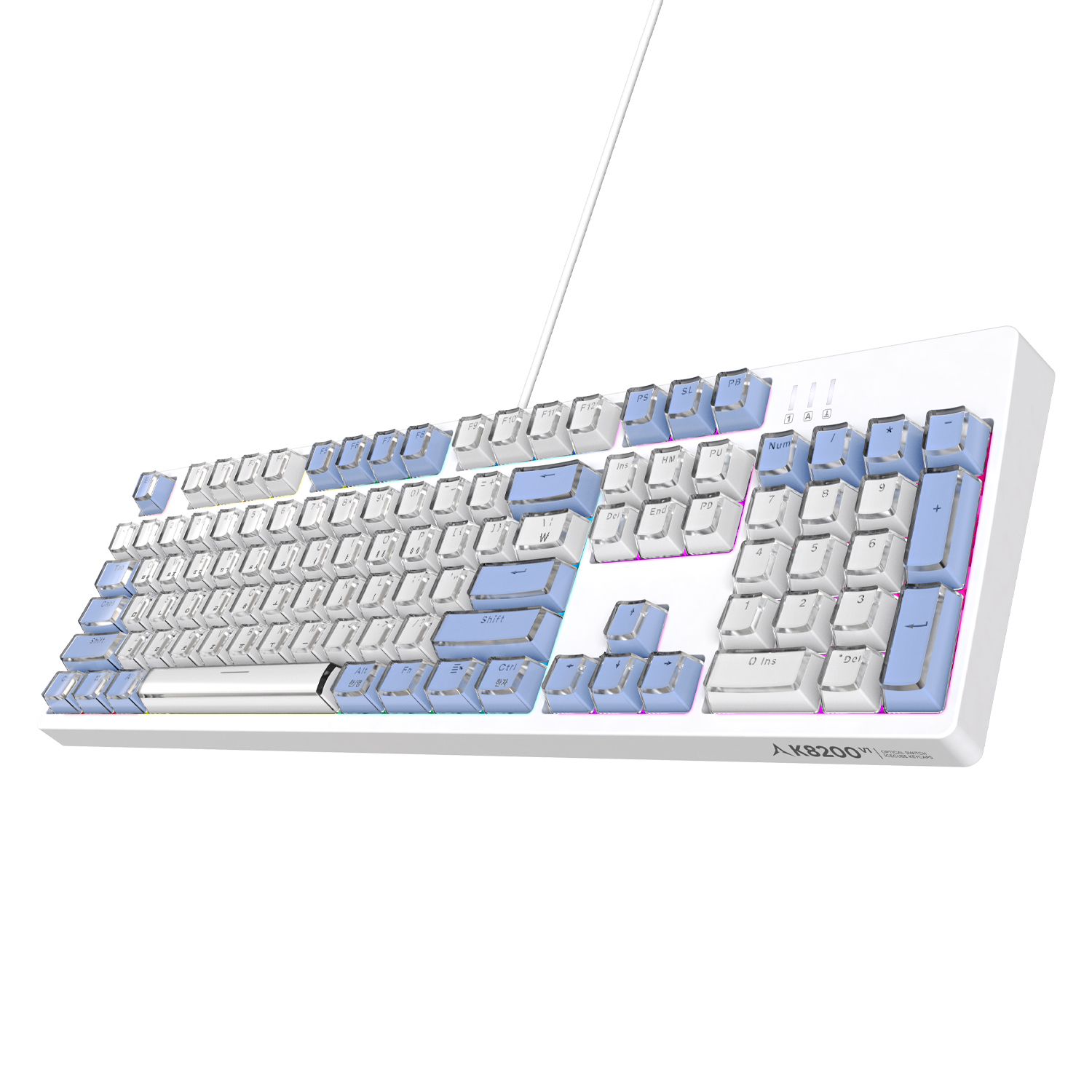 앱코 K8200 PRO 스카이블루 아이스큐브 키캡 게이밍 기계식 유선 일반형 키보드 클릭 71,700원