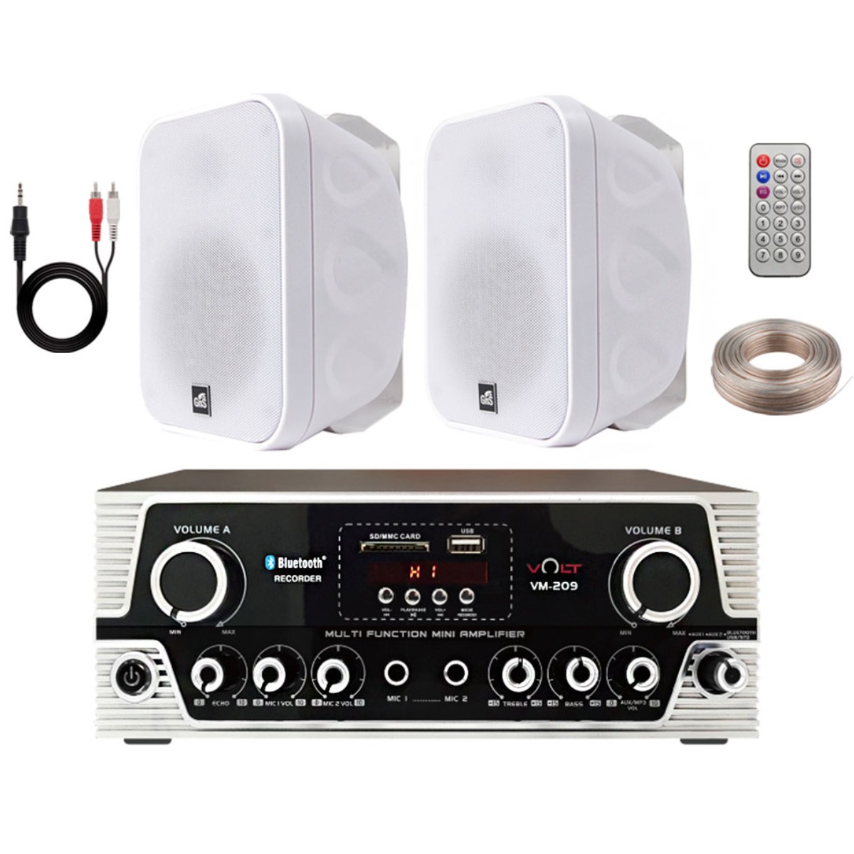 블루투스 매장용 카페 앰프 + 벽걸이 미니 앰프 스피커 세트 [케이블사은품], VM-209SM + GIPS-60 2개(화이트) 패키지 250,000원