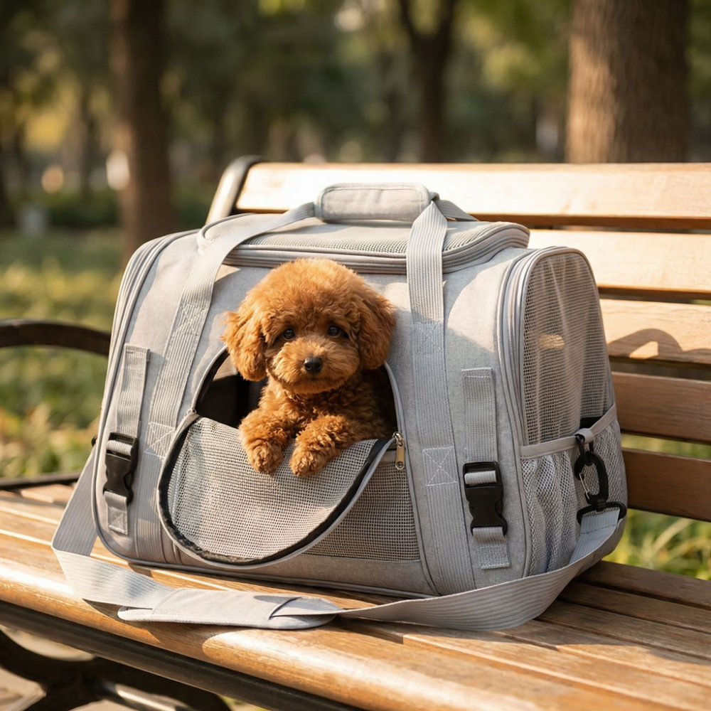 PEBBI 강아지 고양이 반려동물 가방 이동장, 1개, 회색 30,000원