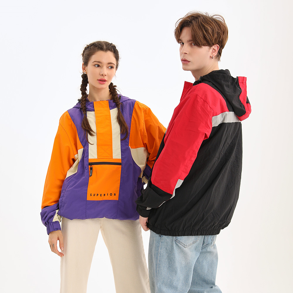 무니크영 남녀공용 아노락 후드 자켓 남자 여자 오버핏 빅사이즈 메쉬안감 바람막이 점퍼 컬러 블록 J23300 47,400원