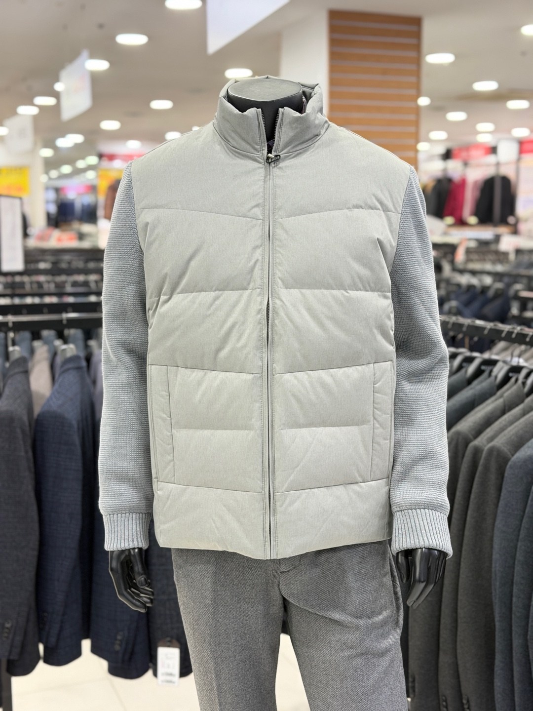 인디안 웰메이드 남성 덕다운 니트소매 그레이 패딩 점퍼 MIT CL3W 9101 130,000원