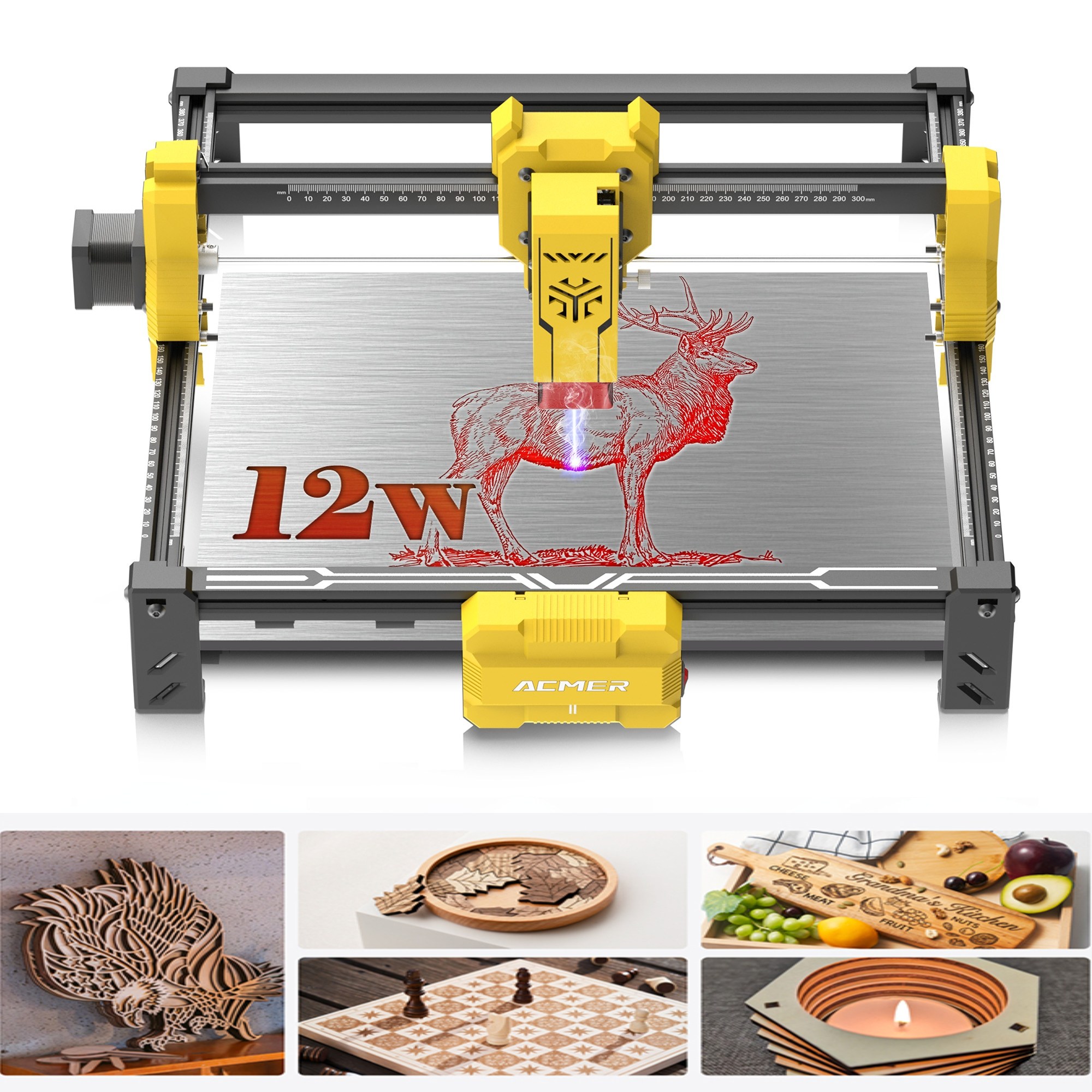 ACMER S2 12W 레이저 각인기 금속 나무 아크릴 노랑, 1개 411,200원