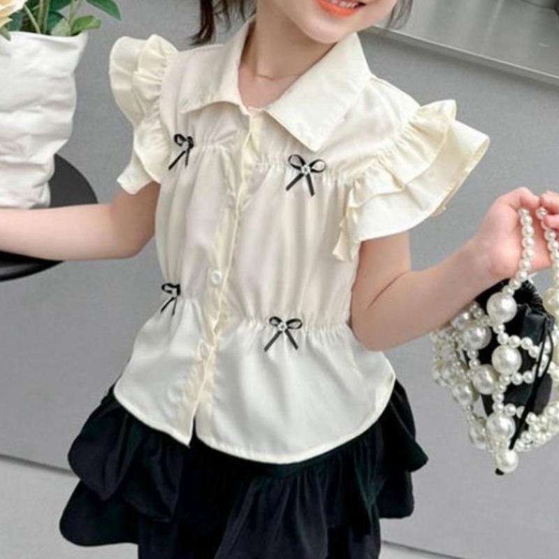 해피유통어린이 여아 봄여름 귀여운 하이웨이스트 퍼프 스커트 세트 사각네크라인 반팔 디자인14세 이상 XG03 27,550원