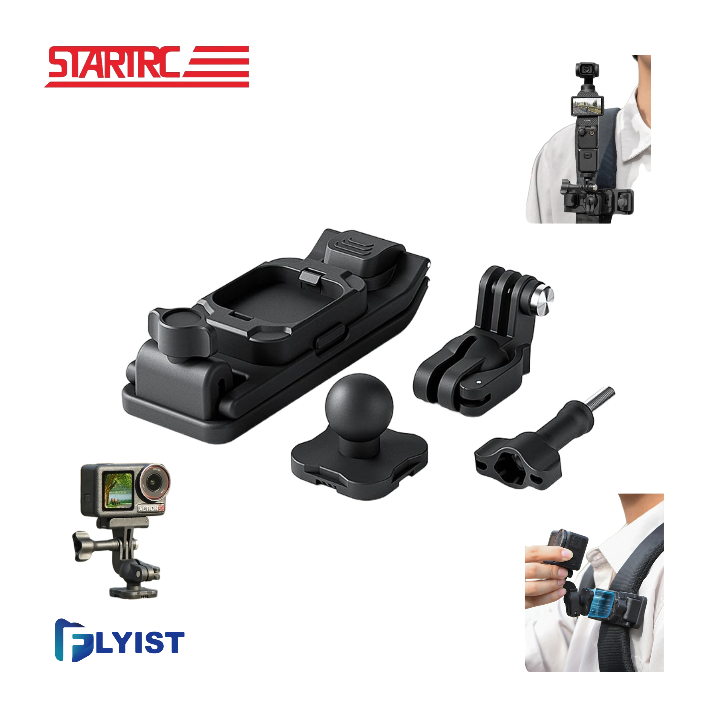 [STARTRC] 액션캠 마그네틱 백팩 클립 마운트 클램프 (DJI 액션6,포켓3,오즈모360,인스타360,고프로 호환 / V4 업그레이드) - 신제품 출시 45,000원