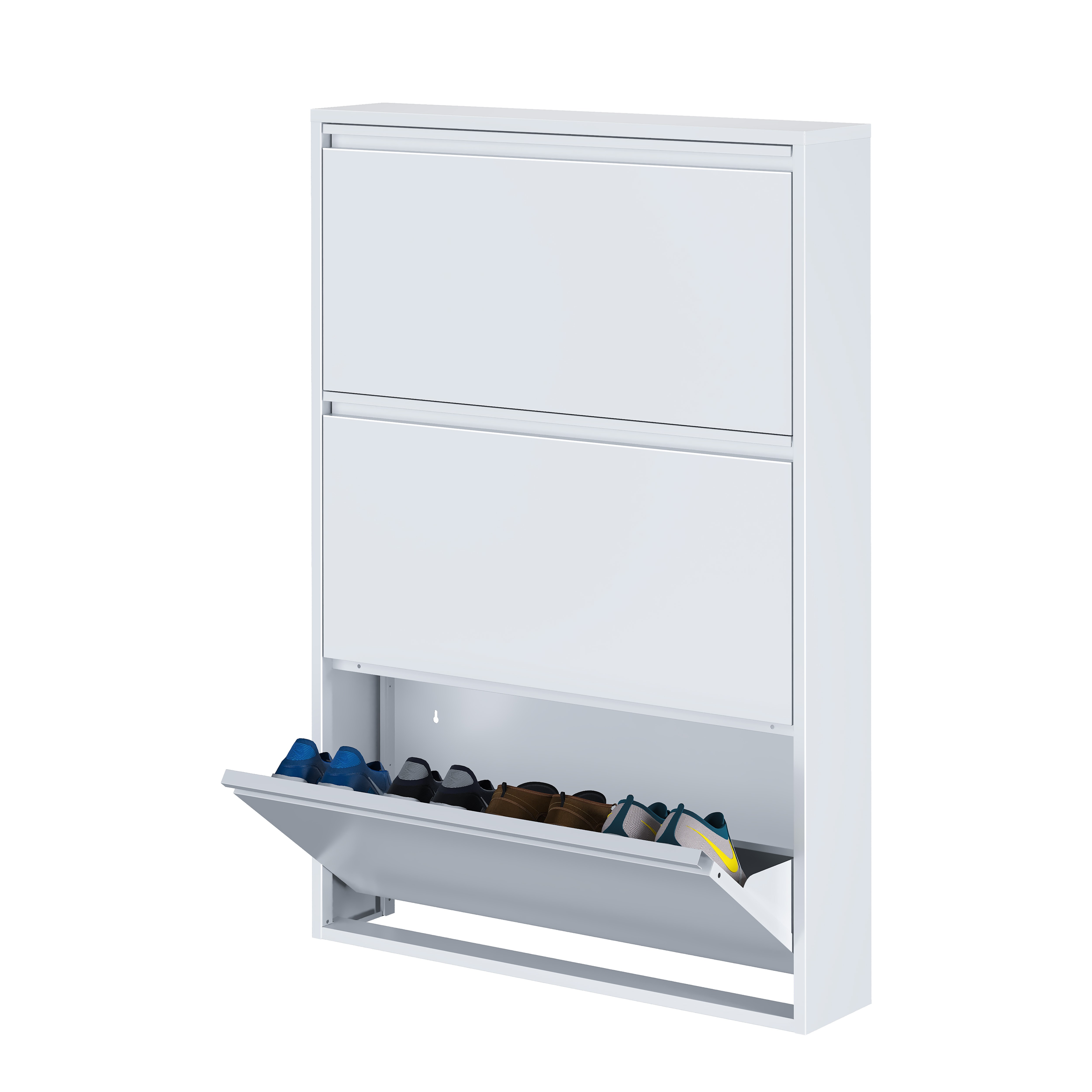 화이트 3단 서랍형 신발장, 홈 메탈 신발장, 거실 현관 신발장, 모던 심플 스타일 신발장, 대용량 수납 서랍장, 다기능 3단 수납장, 공간 절약형 신발장, 고품질 홈 수납장, 3단, 하얀색 164,000원