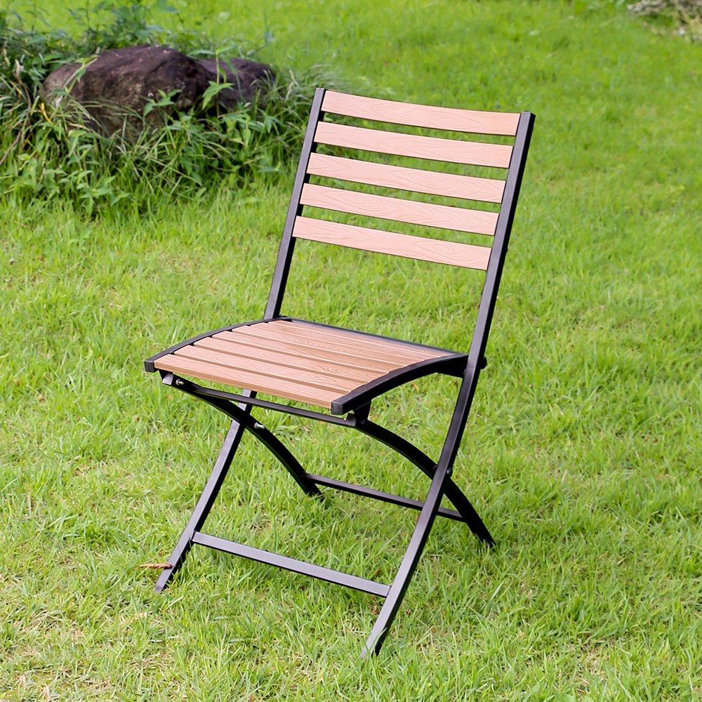 야드니 접이식 의자 간이 상담 수지목 정원 테라스 카페 커피숍 야외 행사 폴딩 합성 목재, 블랙 105,000원