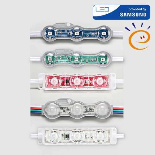 인터원 국산 LED 3구 모듈 렌즈 테두리 고효율 삼성칩 간판 방수, 청색, 200개 107,700원