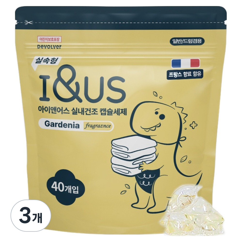 아이앤어스 실속형 실내건조 캡슐세제 가드니아향, 3개, 40개입 15,750원