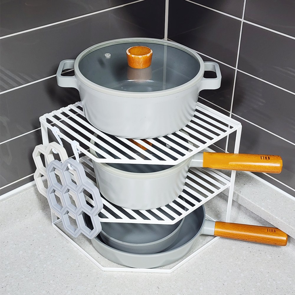 권스 주방 그릇 접시 냄비 후라이팬 정리 코너 선반 정리대 17,900원