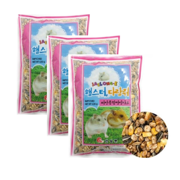 재롱이 햄스터 다람쥐 씨앗종합영양사료 600g x 3개, 3개, 600g 6,620원
