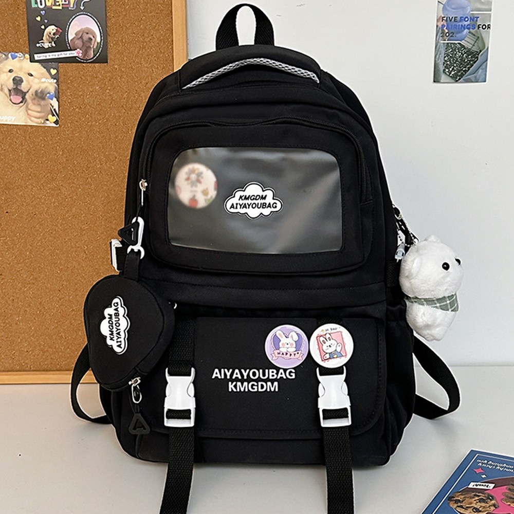 순순몰 남여공용 백팩 학생 가방 + 키링인형 뱃지, 현재가 29,900원