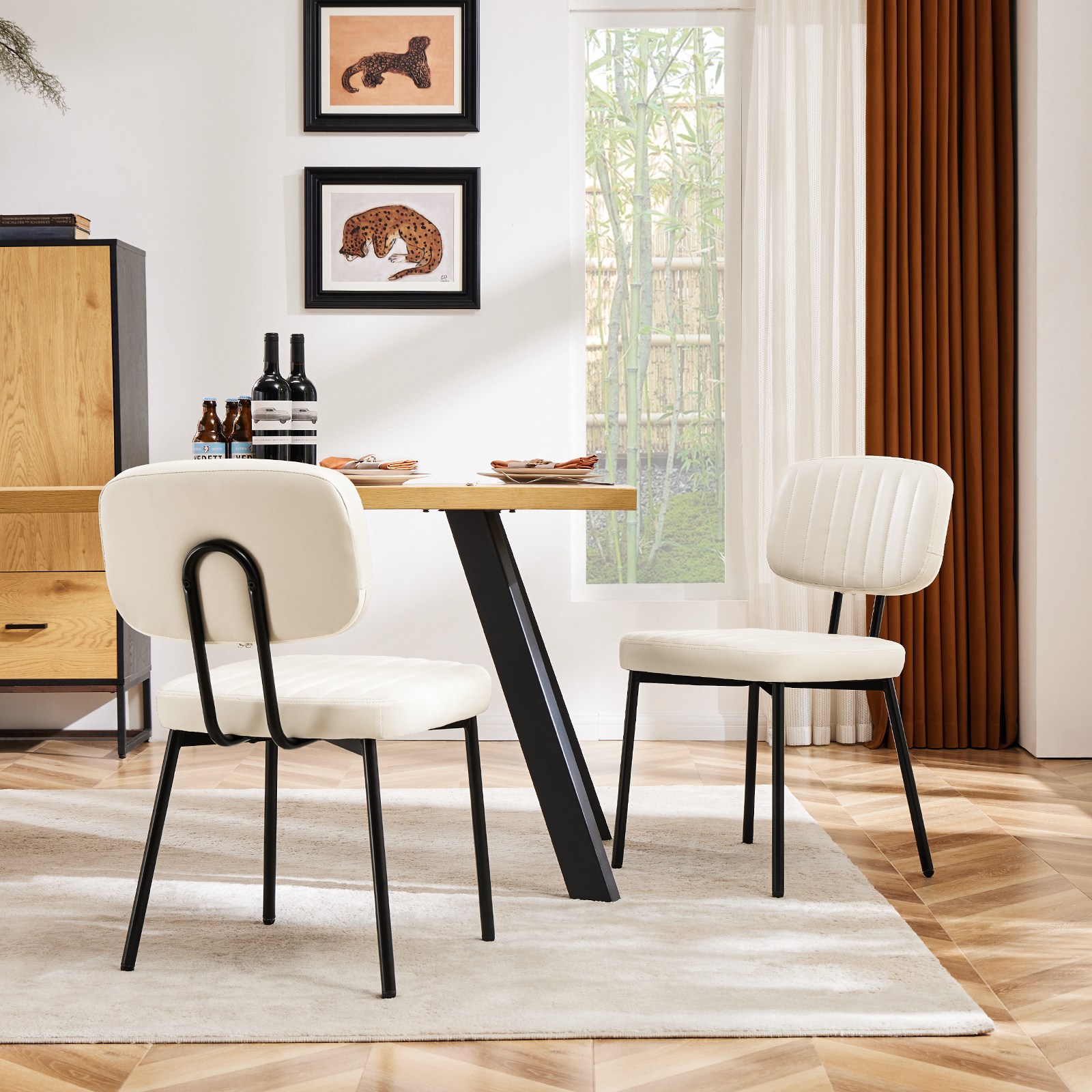 모아니스 홈오피스 가죽 철제 디자인 인테리어 식탁의자, 화이트, 2개 61,500원