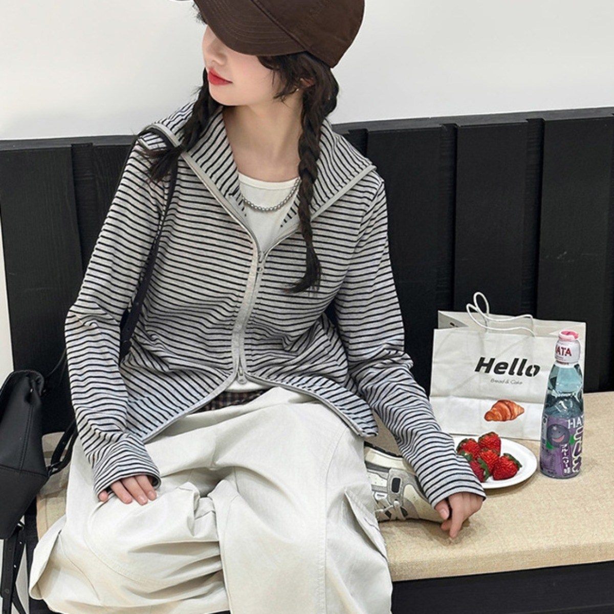 나나키즈 여아 신상 스트라이프 집업 페이크레이어드 줄무늬 초등생 긴팔 상의 초중생 하의 체크 러플 포인트 긴바지 주니어 세트 봄 가을 초등생 상의+하의 (775019) 46,800원